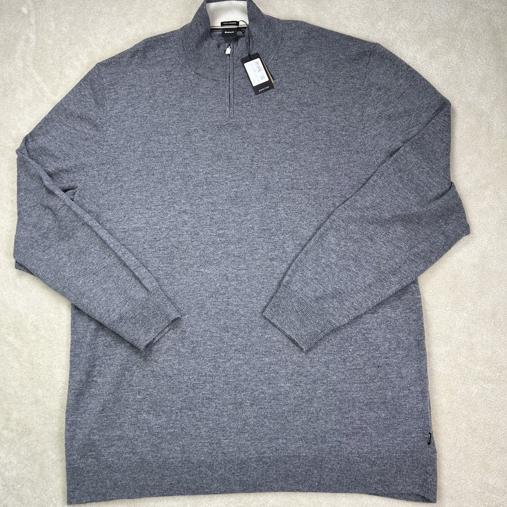 Hugo Boss Wool Cashmere Half Zip Sweater Men's 3XLT Mock Neck Quiet Luxury